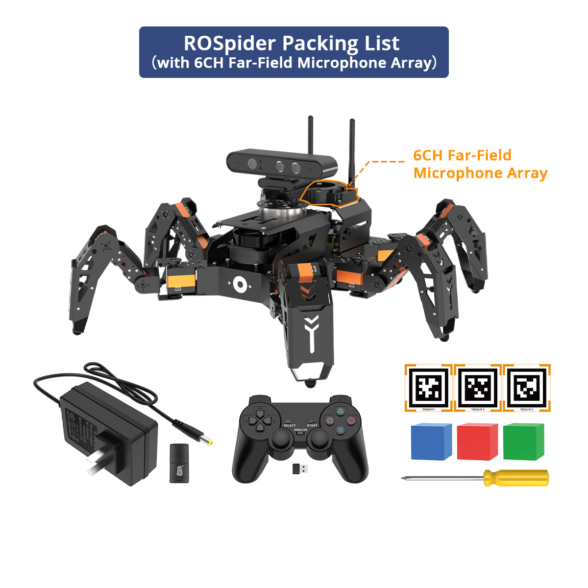 Hiwonder ROSpider ROS Hexapod Robot with Jetson Nano, Lidar, 3D Depth Camera, AI Vision, SLAM & Voice Control Hiwonder ROSpider ROS Hexapod Robot with Jetson Nano, Lidar, 3D Depth Camera, AI Vision, SLAM & Voice Control